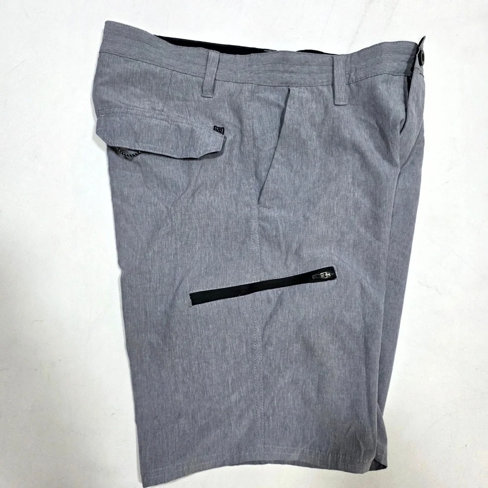 Burnside Hybrid Shorts Mens 30 Gray Heathered Stretch Swim Boardshorts Casual